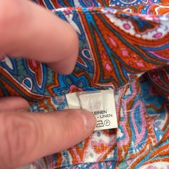 120% Lino Linen Wide Leg Trouser Pants Women’s Paisley Size 42 Pink Purple Red - Picture 10 of 17